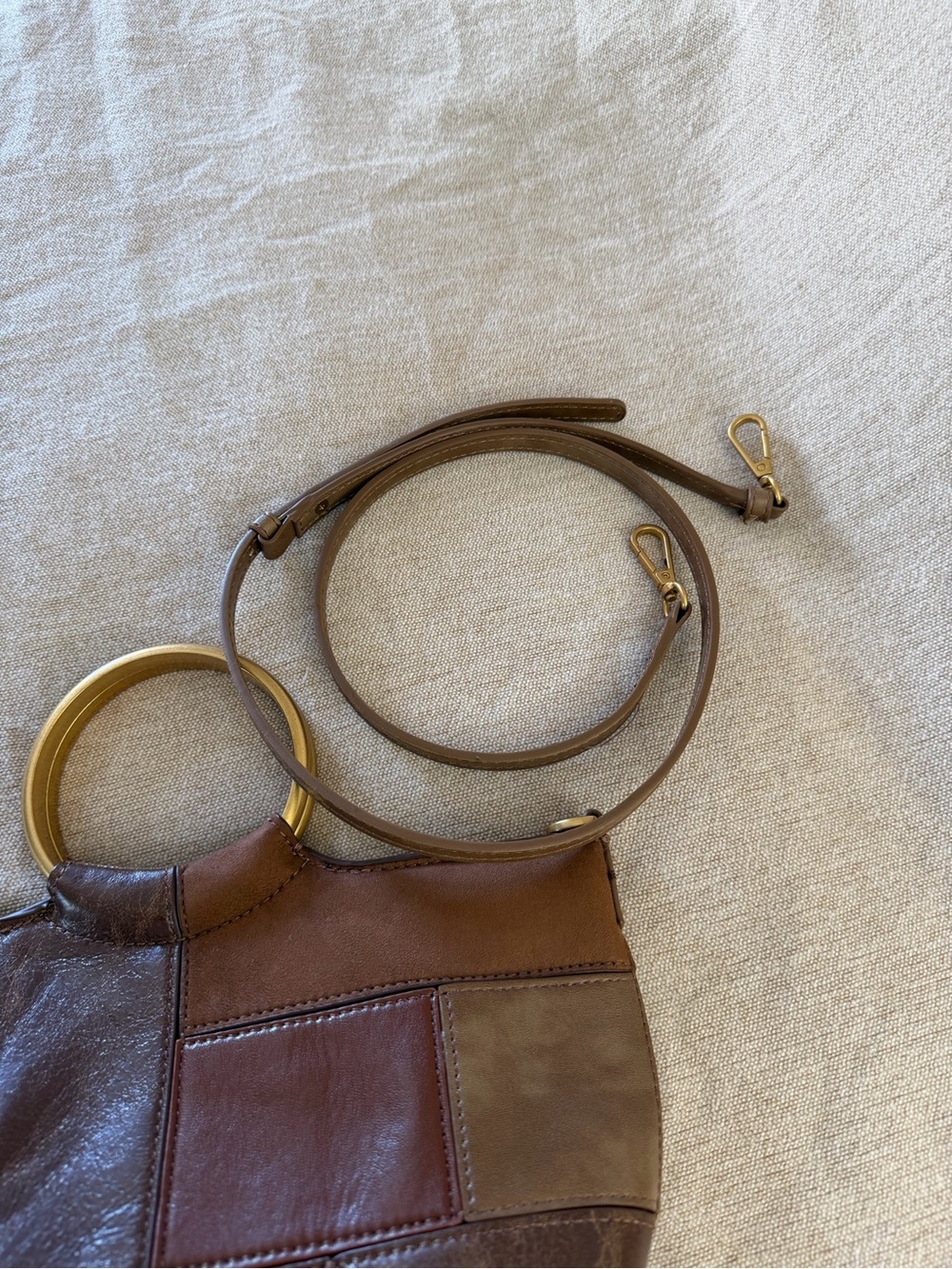 Zara Brown Patchwork Mini Bag with Gold Ring Handle - Picture 11 of 16